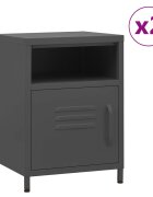 vidaXL Нощни шкафчета 2 бр антрацит 35х35х51 см стомана
