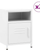 vidaXL Нощни шкафчета 2 бр бели 35х35х51 см стомана