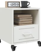 vidaXL Нощни шкафчета 2 бр бели 36x39x435 см стомана