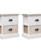 vidaXL Нощни шкафчета 2 бр бял и естествен цвят 38x28x45 см пауловния