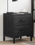 vidaXL Нощни шкафчета 2 бр черни 36x30x45 см борово дърво масив
