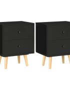 vidaXL Нощни шкафчета 2 бр черни 40x30x50 см бор масив