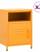vidaXL Нощни шкафчета 2 бр горчица жълто 35х35х51 см стомана