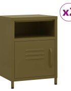 vidaXL Нощни шкафчета 2 бр маслиненозелени 35х35х51 см стомана