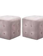 vidaXL Нощни шкафчета 2 бр розови 30x30x30 см кадифен текстил