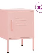 vidaXL Нощни шкафчета 2 бр розови 35х35х51 см стомана