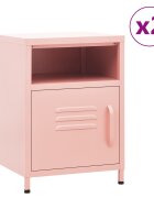 vidaXL Нощни шкафчета 2 бр розови 35х35х51 см стомана
