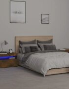 vidaXL Нощни шкафчета 2 бр с LED осветление опушен дъб 60x35x40 см