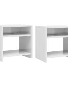 vidaXL Нощни шкафчета бял гланц 2 бр 40x30x40 см инженерно дърво