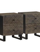 vidaXL Нощни шкафчета черни 2 бр 40x33x46 см манго масив