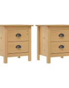 vidaXL Нощни шкафчета Hill 2 бр 46x35x495 см борово дърво масив
