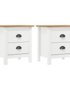 vidaXL Нощни шкафчета Hill 2 бр бели 46x35x495 см борово дърво масив