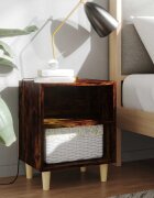vidaXL Нощни шкафчета крака масивно дърво 2 бр опушен дъб 40x30x50 см