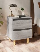 vidaXL Нощни шкафчета крака масивно дърво 2 бр сив сонома 40x35x50 см