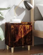 vidaXL Нощни шкафчета с крака дърво масив 2 бр опушен дъб 40x30x50 см
