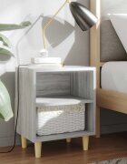 vidaXL Нощни шкафчета с крака дърво масив 2 бр сив сонома 40x30x50 см
