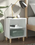 vidaXL Нощни шкафчета с крака от дървен масив 2 бр бели 40x30x50 см