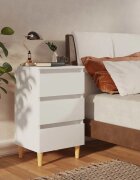 vidaXL Нощни шкафчета с крака от дърво масив бели 40x35x69 см