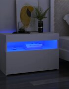 vidaXL Нощни шкафчета с LED 2 бр бели 60x35x40 см инженерно дърво
