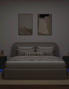 vidaXL Нощни шкафчета с LED 2 бр черно инженерна дървесина