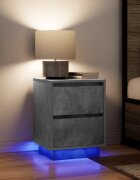 vidaXL Нощни шкафчета с LED осветление 2 бр. бетонно сиво 38x34x50 cm