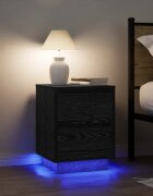 vidaXL Нощни шкафчета с LED осветление 2 бр. черни 38x34x50 cm