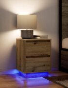 vidaXL Нощни шкафчета с LED осветление 2 бр Дъб Artisan 38x34x50 cm