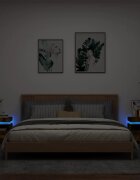 vidaXL Нощни шкафчета с LED осветление 2 бр опушен дъб 40x39x485см