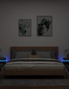 vidaXL Нощни шкафчета с LED осветление 2 бр сив сонома 40x39x485см