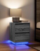 vidaXL Нощни шкафчета с LED осветление 2 бр. сиво Сонома 38x34x50 см