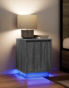 vidaXL Нощни шкафчета с LED осветление 2 бр. сиво Сонома 38x34x50 см
