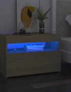 vidaXL Нощни шкафчета с LED осветление 2 бр сонома дъб 60x35x40 см