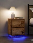 vidaXL Нощни шкафчета с LED осветление 2 бр. старо дърво 38x34x50 cm