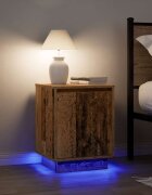 vidaXL Нощни шкафчета с LED осветление 2 бр. старо дърво 38x34x50 cm