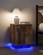 vidaXL Нощни шкафчета с LED осветление 2 броя опушен дъб 38x34x50 cm