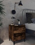 vidaXL Нощни шкафчета с метални крака 2 бр опушен дъб 40x35x50 см