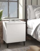 vidaXL Нощни шкафчета с метални крака бели 40x30x50 см