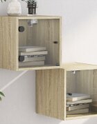 vidaXL Нощни шкафчета със стъклени врати 2 бр дъб сонома 35x37x35 см