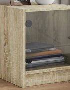vidaXL Нощни шкафчета със стъклени врати 2 бр дъб сонома 35x37x42 см