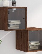 vidaXL Нощни шкафчета със стъклени врати 2 бр кафяв дъб 35x37x35 см