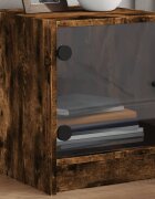 vidaXL Нощни шкафчета със стъклени врати 2 бр опушен дъб 35x37x42 см