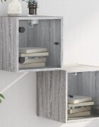 vidaXL Нощни шкафчета със стъклени врати 2 бр сив сонома 35x37x35 см