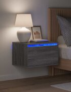 vidaXL Нощни шкафчета за стена с LED осветление 2 бр сив сонома
