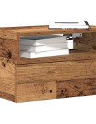 vidaXL Нощни шкафчета за стенен монтаж 2 бр старо дърво 45x26x285см
