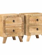 vidaXL Нощно шкафче 2 бр. 40x32x46 см Масивна дървесина Грубо манго