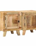 vidaXL Нощно шкафче 2 бр. 40x32x46 см Масивна дървесина Грубо манго