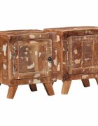 vidaXL Нощно шкафче 2 бр. 40x32x46 см Масивна дървесина Възстановена