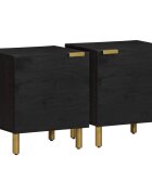 vidaXL Нощно шкафче 2 бр черни 40x33x46 см мангово дърво масив