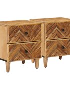 vidaXL Нощно шкафче 2 бр. Кафяво 40 x 33 x 46 cm Солидно мангово дърво