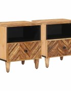 vidaXL Нощно шкафче 2 бр. Кафяво 50 x 33 x 60 см Солидно мангово дърво